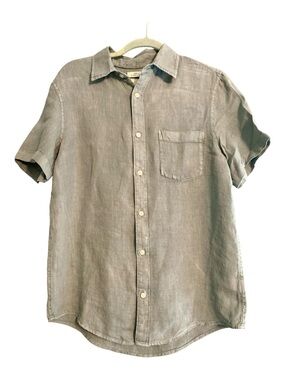 Thom Aaron 100% European Flax Linen Short Sleeve Button Down Shirt S
